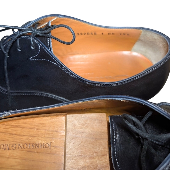 SANTONI ITALY BLACK LEATHER CAP TOE OXFORD SHOES SIZE 10.5 EE 392055 main image 5